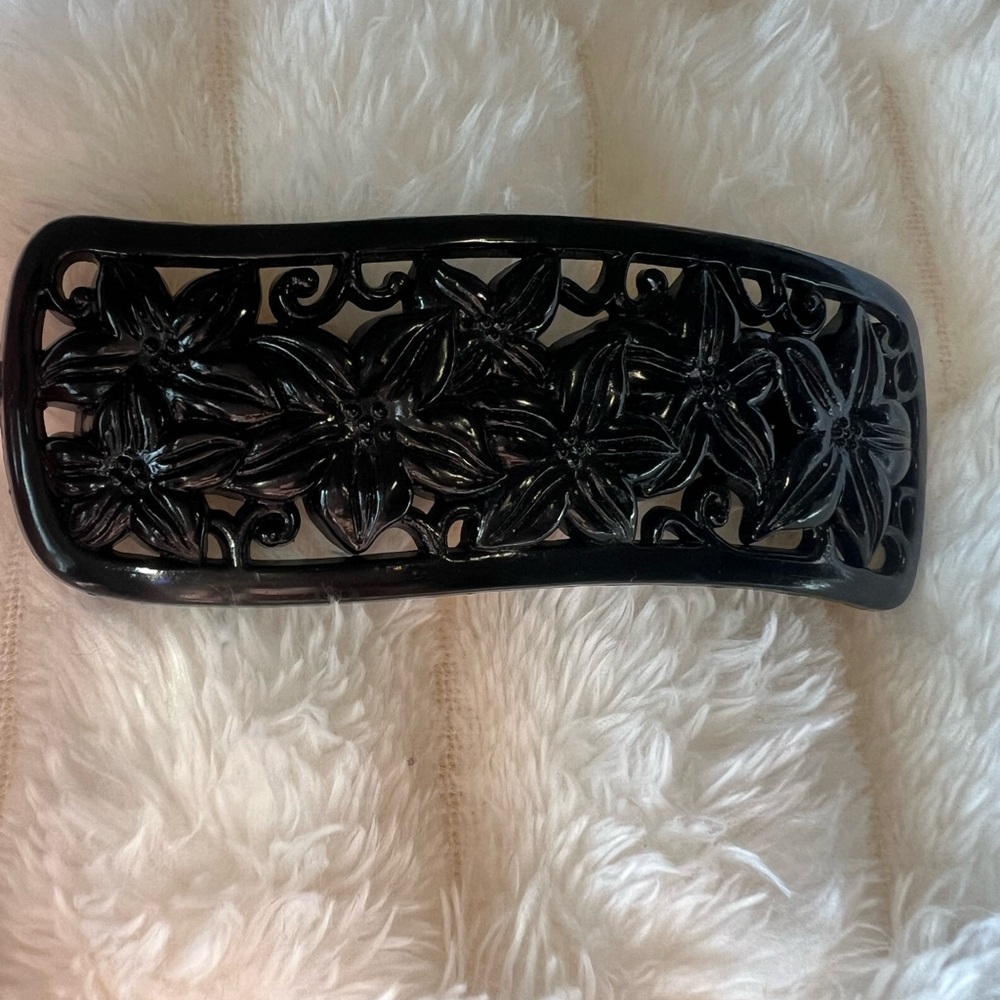 Vintage 80s 90s Barrettes Lot Goody France Gold Chain Black Clips - Picture 7 of 11